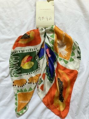 Cynthia Rowley Vibrant Tropical Floral Multicolor Head Scarf
